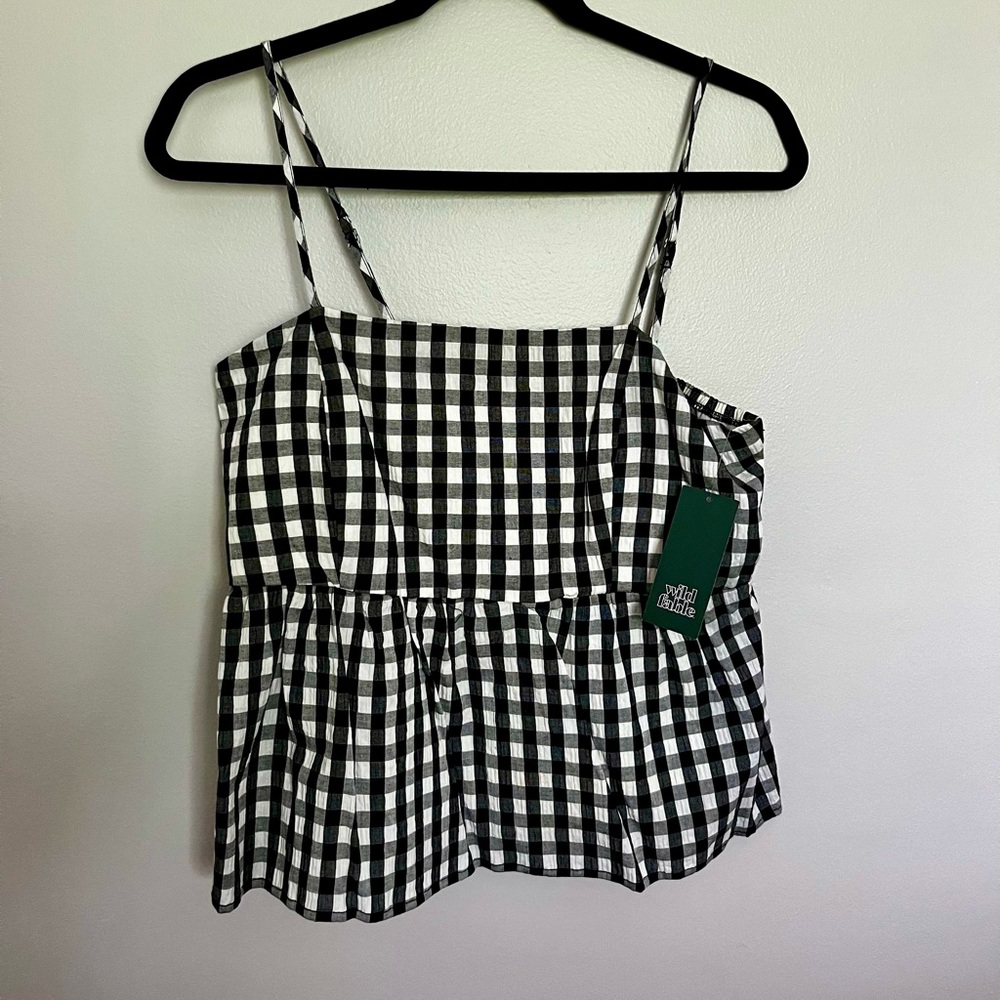 Black and white checkered tank that’s unworn with original tags.